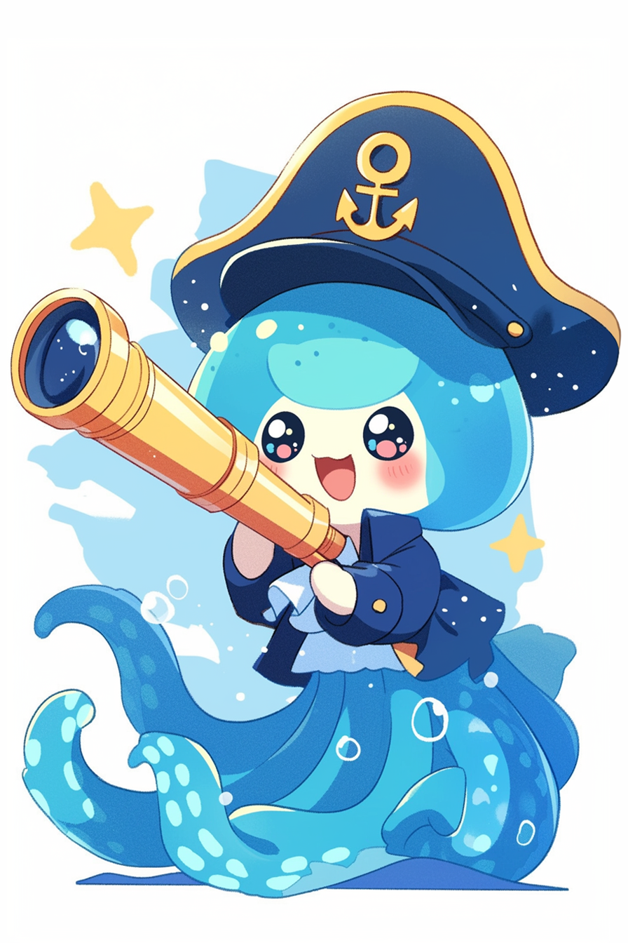 Pirate Jellyfish with a telescope